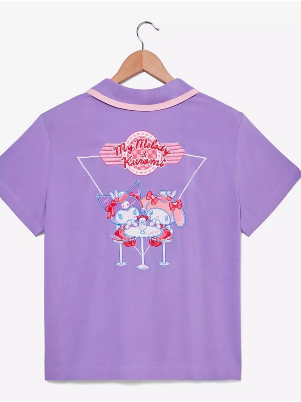 Sanrio Kuromi Diner Women's Large Cropped Woven Button-Up - BoxLunch Exclusive